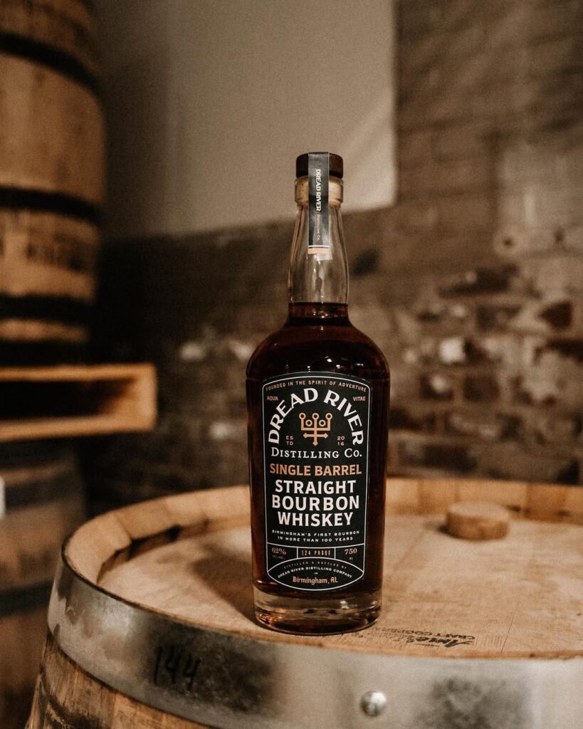 A bottle of Dread River Straight Bourbon.